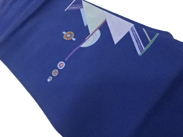 縮緬地幾何学模様名古屋帯